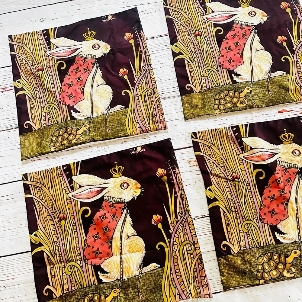 Set of 4 Rabbit Print Pillowcases!